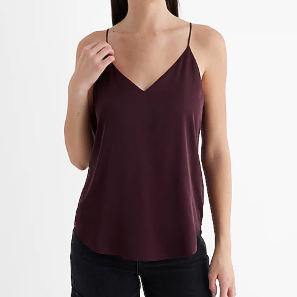 Express V-Neck Downtown Cami Burgundy